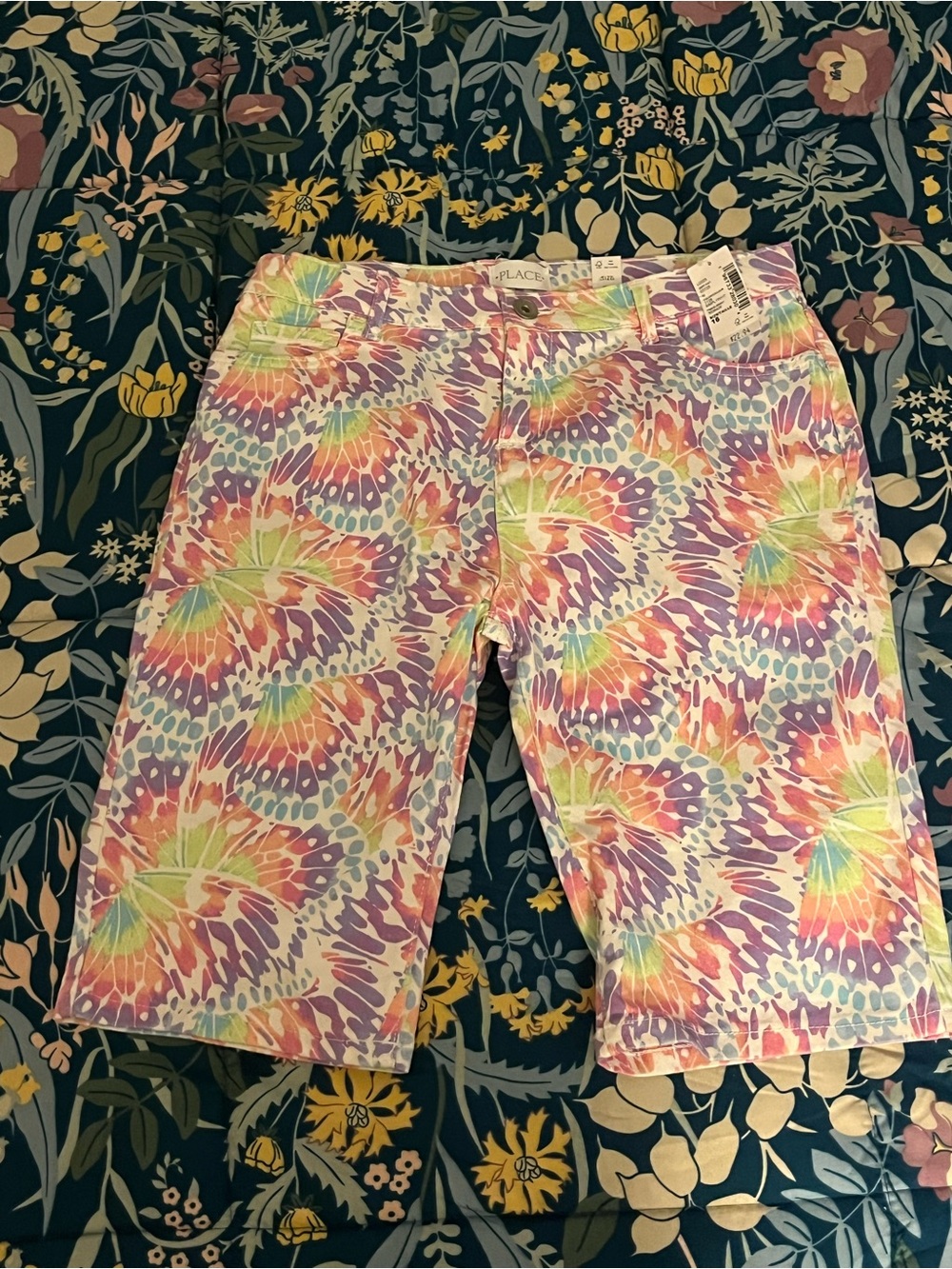 The Children's Place Pastel Rainbow Tie-Dye Bermuda Shorts Girls Size 16 NWT
